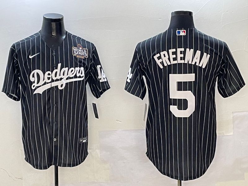 Men Los Angeles Dodgers #5 Freeman Black Stripe Jointly Name 2025 Nike MLB Jersey style 4->los angeles dodgers->MLB Jersey